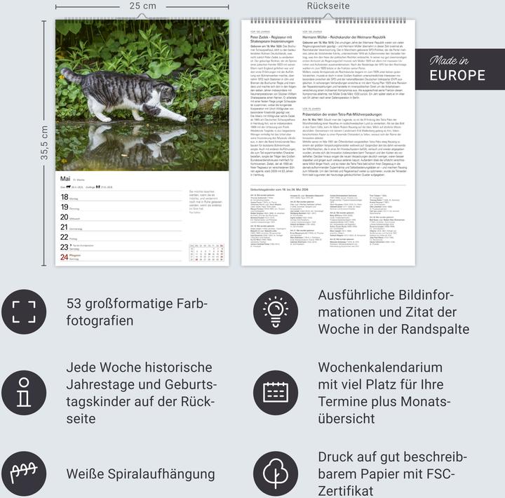 Actual product image Harenberg Katzen Wochenplaner 2026 - 53 faszinierende Fotografien (Hardcover, German)