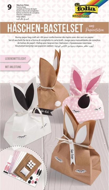 Immagine prodotto Folia Set di sacchetti di carta craft coniglietto marrone/rosa/bianco 9 pezzi. (Borsa da regalo, 9 x)