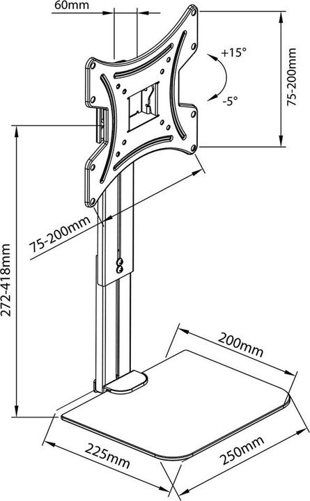Actual product image Maclean Uchwyt na ścianę do TV z półką, max. 20kg, max. VESA 200x200, dla TV 15-42", MC-451 (Wall, 42", 20 kg)