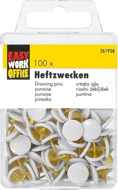 Produktbild Easy Work Heftzwecken weiss 100 Stück (12 Stück, 12 mm)