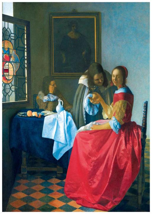 Actual product image Bluebird 60067 Puzzle 1000 pcs. Museum Series Vermeer - The Girl with the Wine Glass, 1659 (1000 pieces)