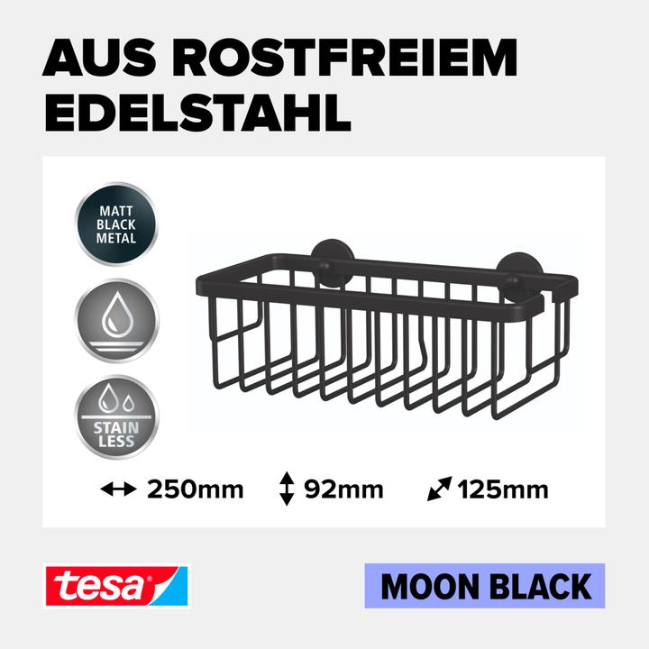Actual product image tesa MOON BLACK shower tray incl. adhesive solution without drilling (9 x 13 x 29 cm)
