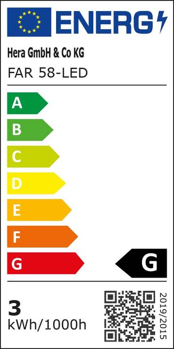 Energie-Label Hera LED-Einbauleuchte ww, edelstahlopt FAR 58- 20203148002