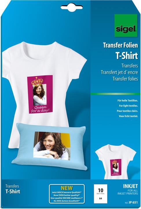 Image du produit Sigel Films de transfert à jet d'encre pour T-shirts (197 g/m², 10 x)