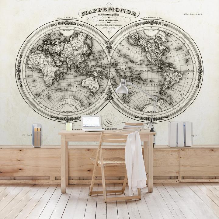Image du produit Bilderwelten Carte du monde - Carte française des hémisphères à partir de 1848 Premium (288 x 190 cm)