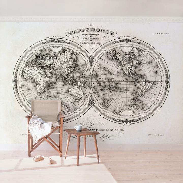 Image du produit Bilderwelten Carte du monde - Carte française des hémisphères à partir de 1848 Premium (288 x 190 cm)