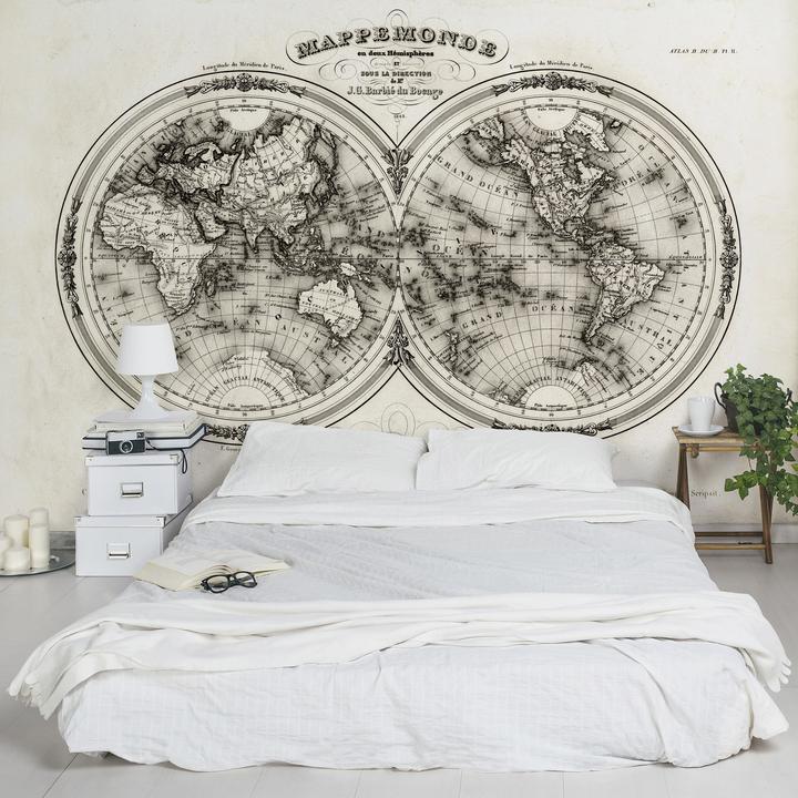 Image du produit Bilderwelten Carte du monde - Carte française des hémisphères à partir de 1848 Premium (288 x 190 cm)
