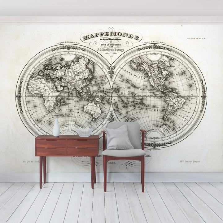 Image du produit Bilderwelten Carte du monde - Carte française des hémisphères à partir de 1848 Premium (288 x 190 cm)