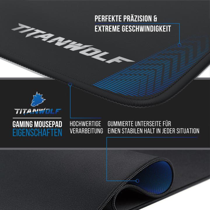 Actual product image Titanwolf Gaming Mouse Pad, XXL Speed Gaming Mouse Mat / Extra Large Surface of 900 x 400mm, Logo (Wide)