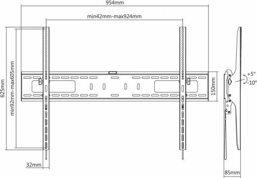 Image du produit Sbox PLB-4269T (60-100/75kg/900x600) (Mur, 100", 75 kg)