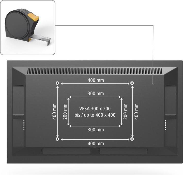 Produktbild Hama TV-Wandhalterung, schwenkbar, neigbar, Diebstahlschutz, 165 cm (65"), 40 kg (Wand, 65", 40 kg)