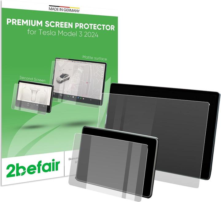 Actual product image 2befair Displayschutzfolie (Matt/Klar) für das Tesla Model 3/Y