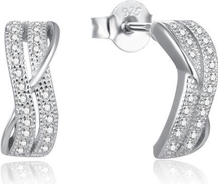 Beneto Modern silver earrings with clear zircons AGUP2261 (L)