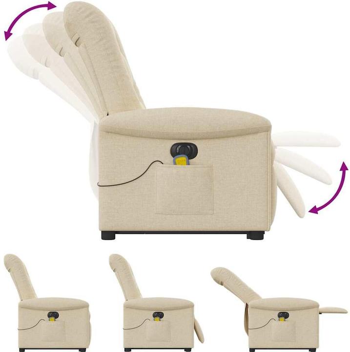 Immagine prodotto VidaXL Poltrona massaggiante elettrica con ausilio stand-up in tessuto crema