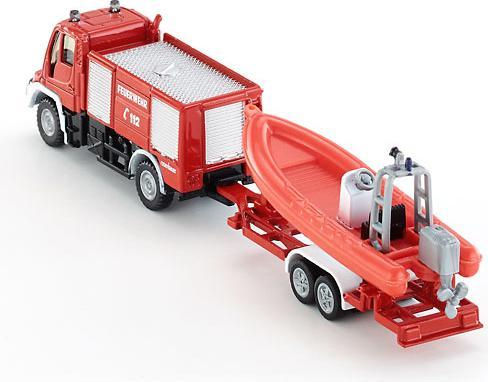 Produktbild Siku Unimog Feuerwehr mit Boot