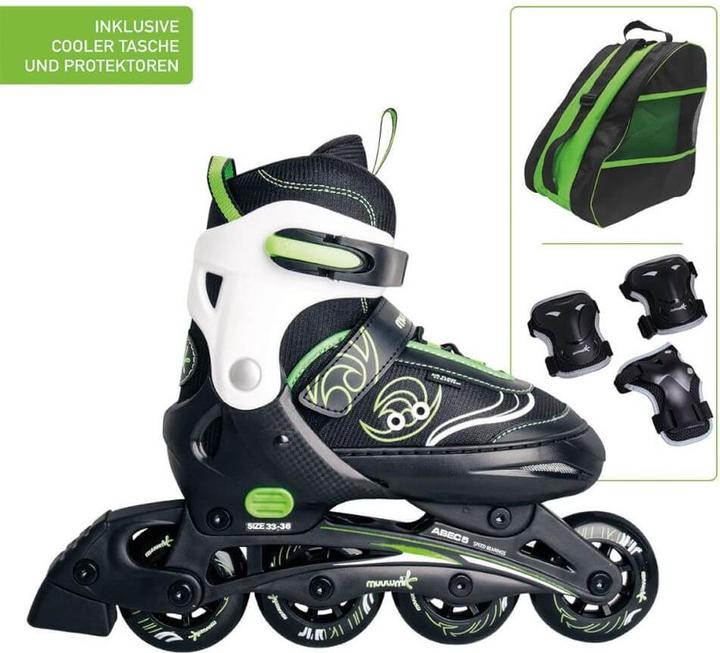 Actual product image Globber muwmi adjustable children's inliner green size 29 32, with protectors size XS and bag (XS, Wrist protectors, Unique specimen)