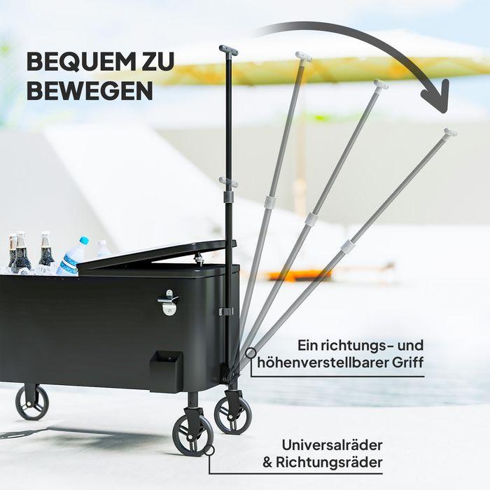 Produktbild Swisshandel24 76L Kühlwagen Servierwagen mit Rädern Flaschenöffner Deckel Griffe Kühlbox (76 l)