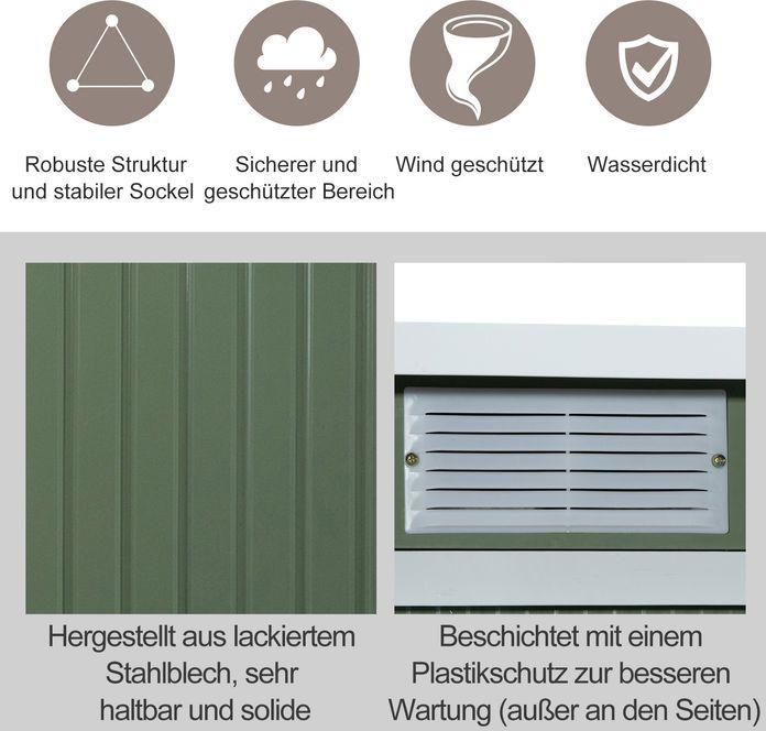 Produktbild Swisshandel24 Gerätehaus, Gartenhaus, Geräteschuppen mit Schiebetür, Lüftungsfenster, Pultdach, Outdoor, Stahl, He
