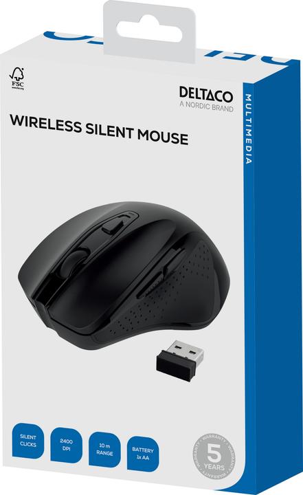 Produktbild Deltaco OFFICE wireless, ergonomic, 1x AA, black (Kabellos)