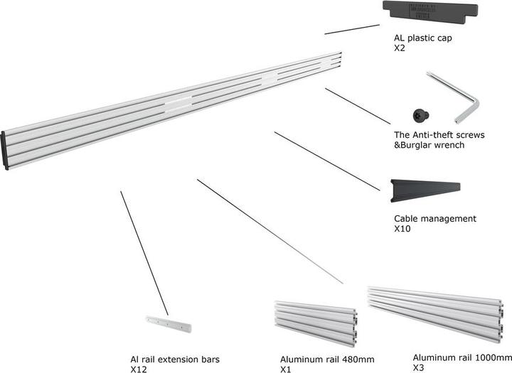 Image du produit Multibrackets Profilé aluminium pour système Pro, argent