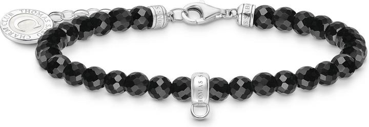 Thomas Sabo Member Charm-Armband mit schwarzen Beads Silber (19 cm, Silber 925, Emaille)