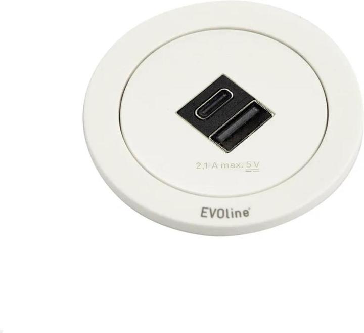 Actual product image Evoline One built-in socket outlet with USB charger A/C, white