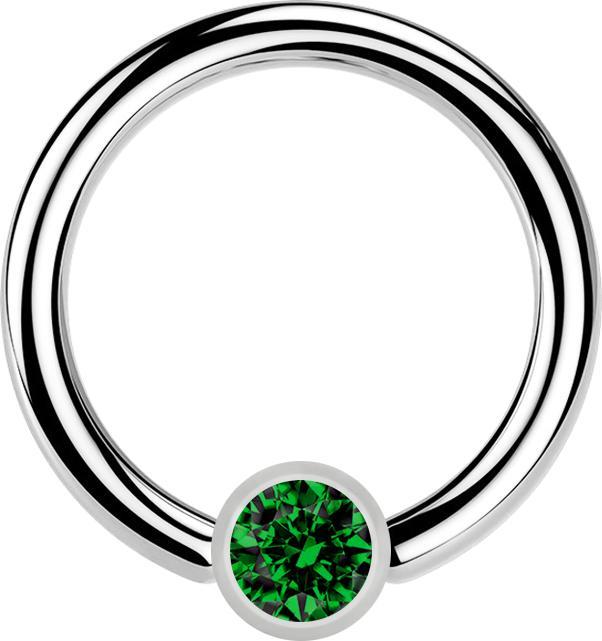 Star Piercing Micro Ball Closure Ring silber und Kristall grün (Chirurgenstahl 316L, ohne Messing)