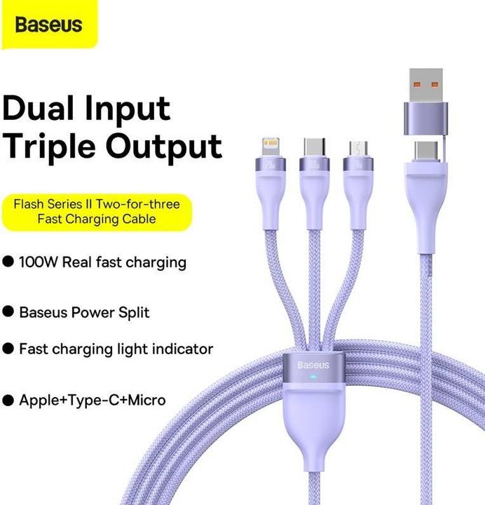 Produktbild Baseus Flash Series II“ C type USB (1.20 m, USB 3.2 Gen 1, 100 W)
