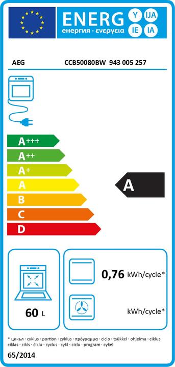 Label énergétique AEG CCB 50080 BW blanc