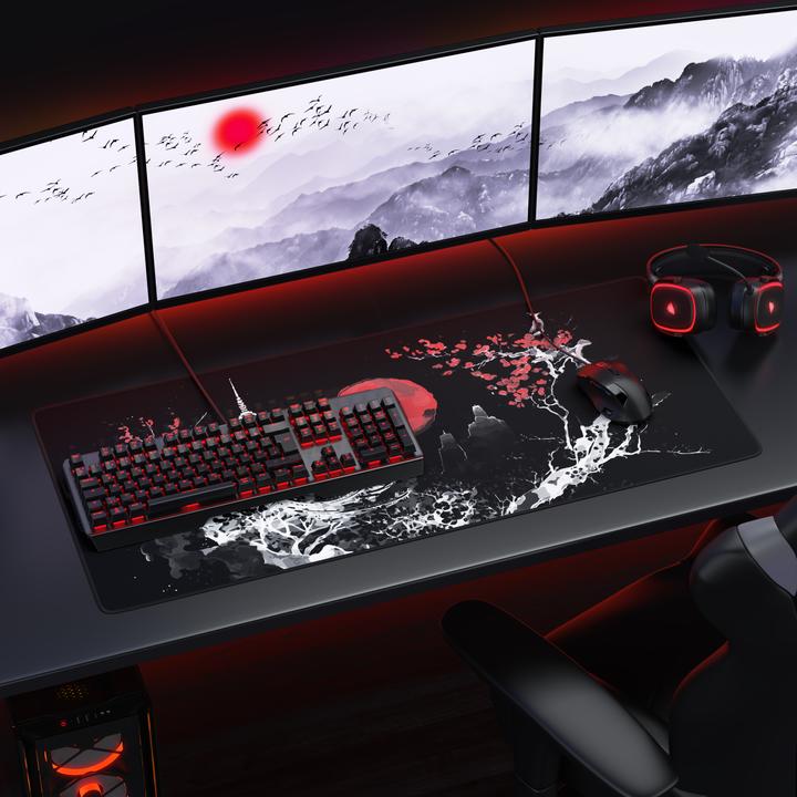 Actual product image Titanwolf Gaming Mauspad, 900 x 400mm XXL Speed Gaming Mausmatte, Mousepad Extragrosse Fläche, Japan Ink Black (XXL)