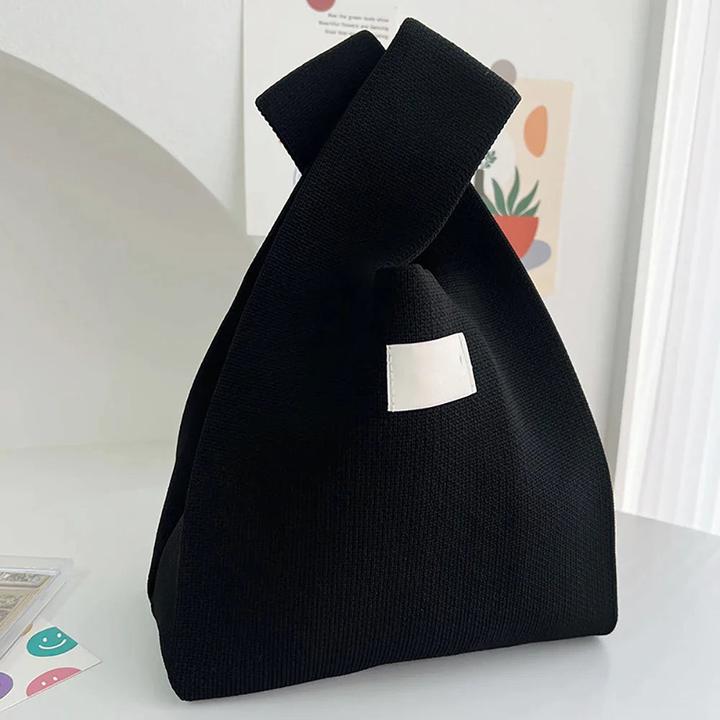 Only-Bags.Store Handgefertigte Strickhandtasche Mini Knot Handgelenk-Tasche Casual Tote Bag Student