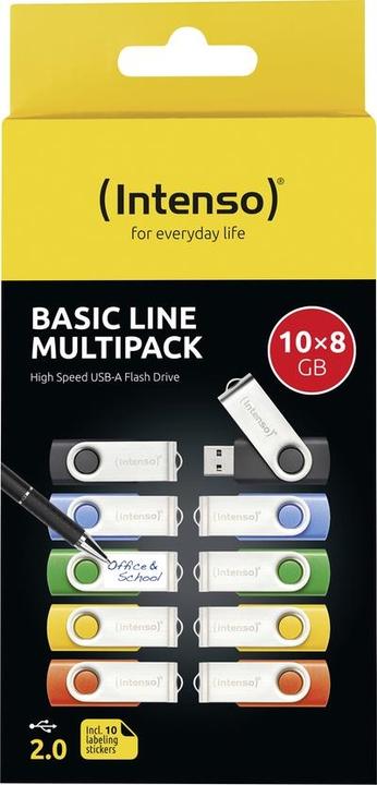 Produktbild Intenso MEMORY DRIVE FLASH USB2 10X8GB MULTIPACK 3503561 INTENSO (8 GB, USB-A)