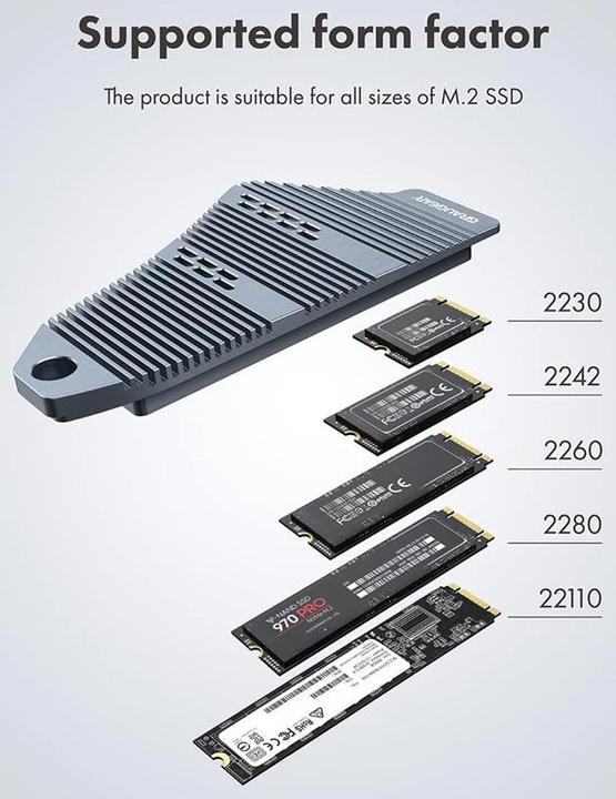 Produktbild Graugear Kühlkörper SSD M.2NVMe 2230,2242,2260,2280 für PS5