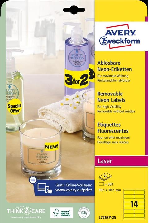 Actual product image Avery Labels in special colours