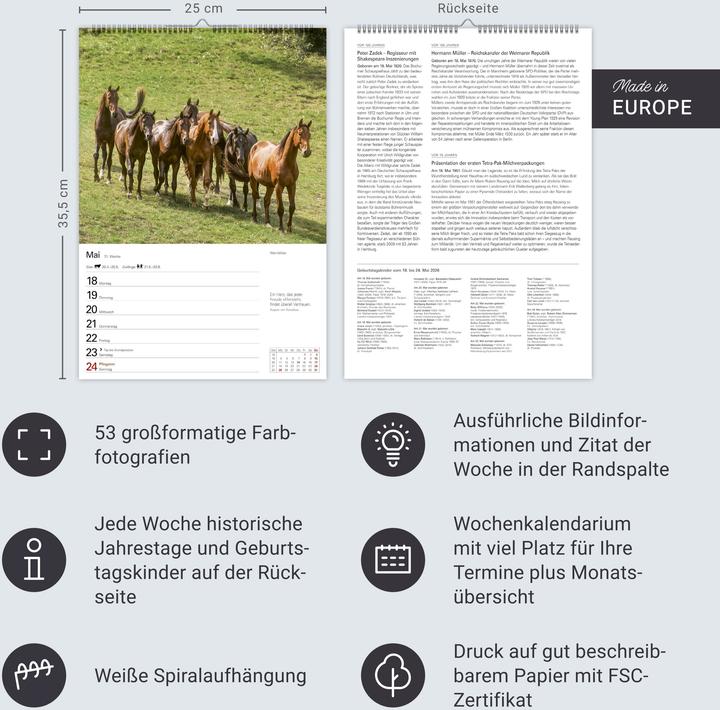 Image du produit Harenberg Pferde Wochenplaner 2026 - 53 faszinierende Fotografien (Allemand)