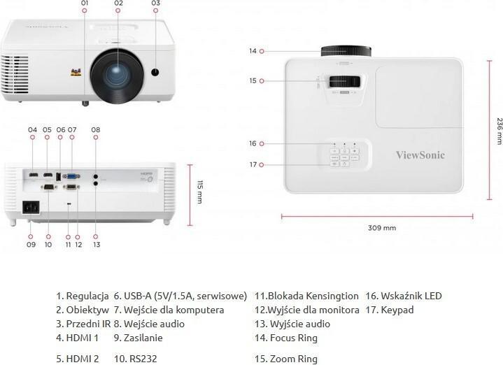 Productafbeelding Viewsonic Projector PA700S (SVGA, 4500 lm, 1.94 - 2.16:1)