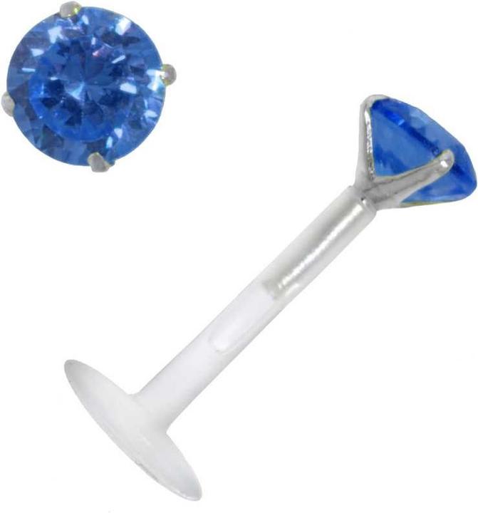 Bijouteria Piercing für Lippe/Tragus (Bioplast, Silber 925, Zirkonia)