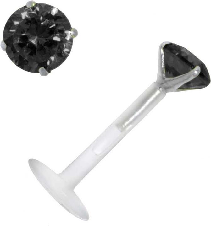 Bijouteria Piercing für Lippe/Tragus (Bioplast, Silber 925, Zirkonia)