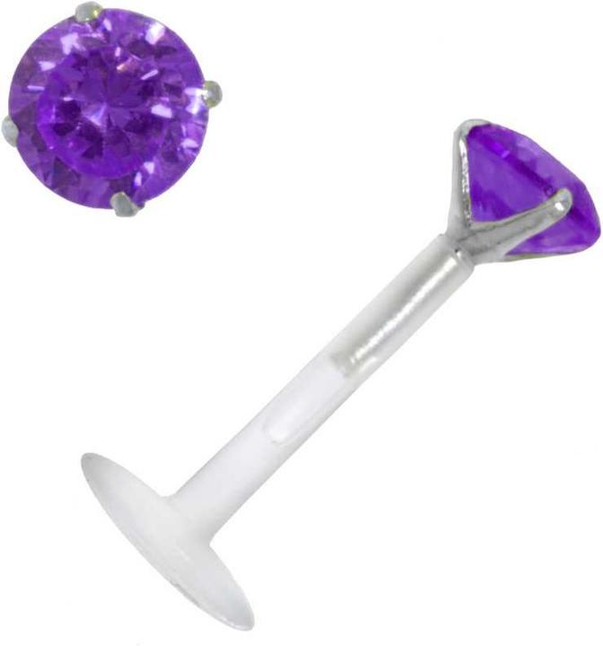 Bijouteria Piercing für Lippe/Tragus (Bioplast, Silber 925, Zirkonia)