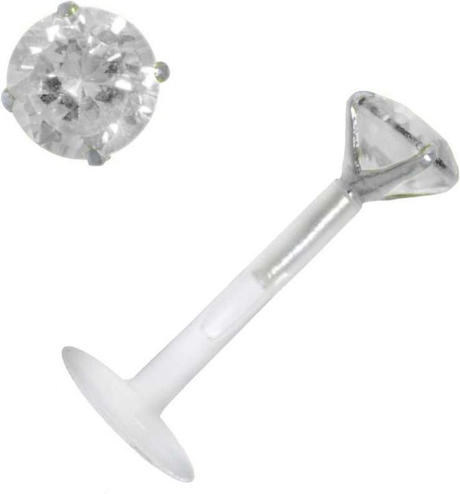 Bijouteria Piercing für Lippe/Tragus (Bioplast, Silber 925, Zirkonia)
