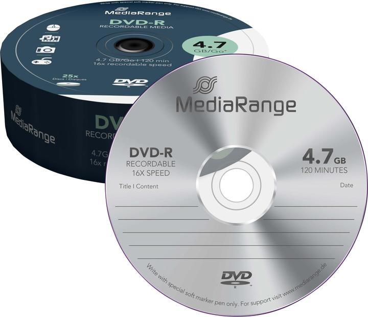 Actual product image MediaRange MR403, DVD-R, 16x, Cake25 (25 x)