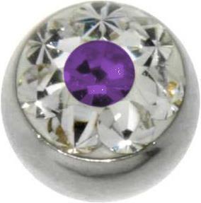 Bijouteria 1.2mm Piercing-Kugel (Edelstahl, Kristall)