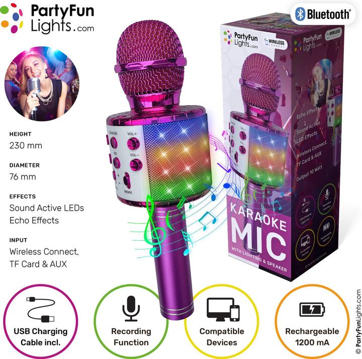 Actual product image PartyFun Lights Party Fun Lights - Karaoke microphone with speaker - Pink (605601)
