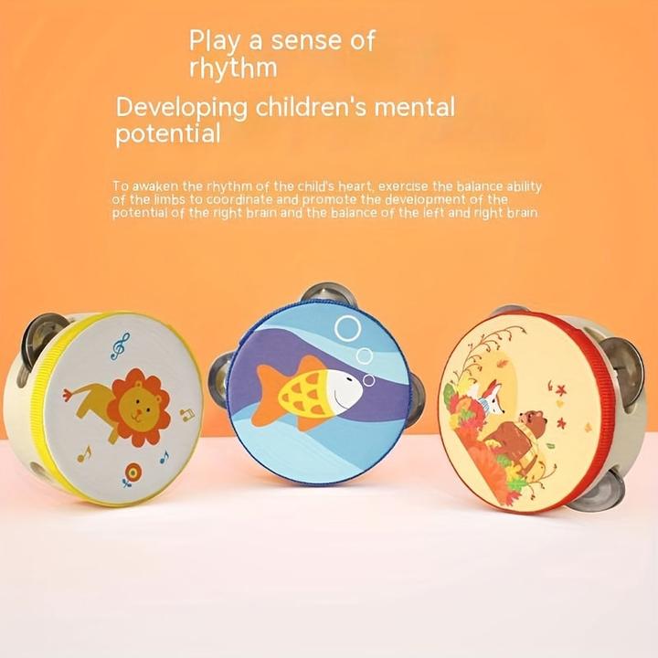Actual product image Activity Board Wooden bell toy, musical toy, preschool education cartoon hand clap, drum