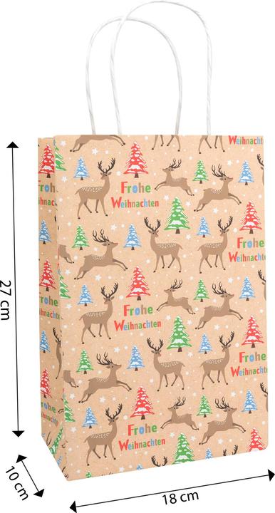 Produktbild Idena Geschenktasche Frohe Weihnachten mehrfarbig 18x10x27cm (Geschenktüte)