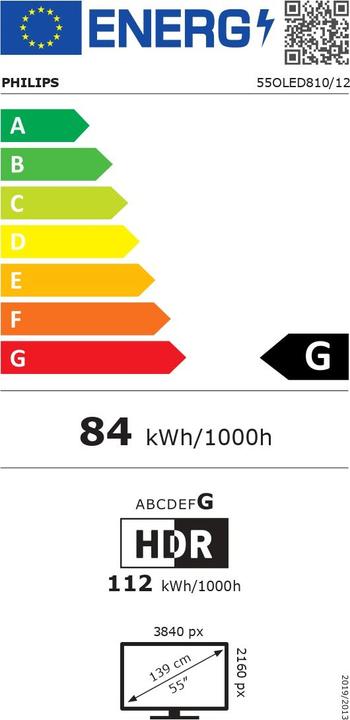 Energie-Label Philips 55OLED810/12 (55", OLED810, OLED, 4K, 2025)