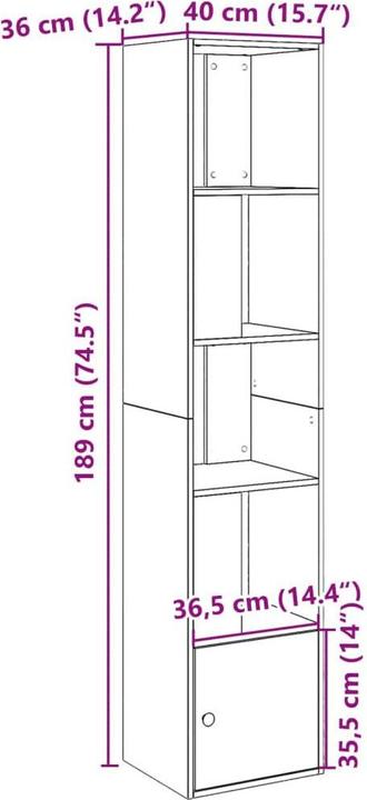 Actual product image VidaXL Bookshelf (40 x 36 x 189 cm)
