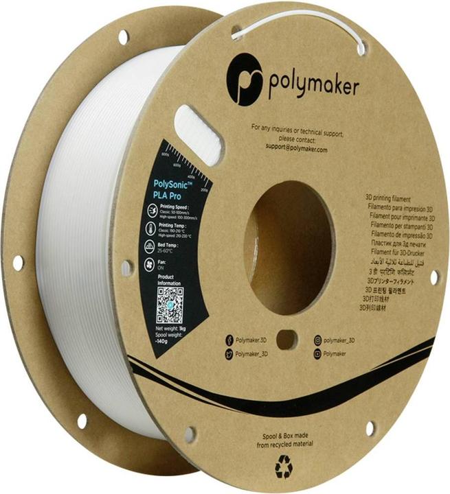 Produktbild Polymaker PolySonic High Speed PLA PRO (PLA+, 1.75 mm, 1000 g, Weiss)