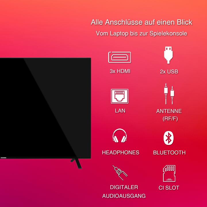 Produktbild Telefunken QU65TO750S (164 cm (65 Zoll), schwarz, UltraHD/4K, Triple Tuner, SmartTV, TiVo Betriebssystem) (65", QLED, 4K, 2024)