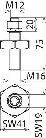 Image du produit Dehn AS SCHR M16 55 M12 Connecteur avec boulon fileté M16/M12 L 55mm et écrou (Bornier)